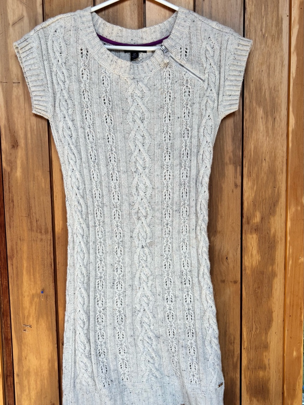 Tommy Hilfiger Cream Cable Knit Sweater Dress with Shoulder Zip Small